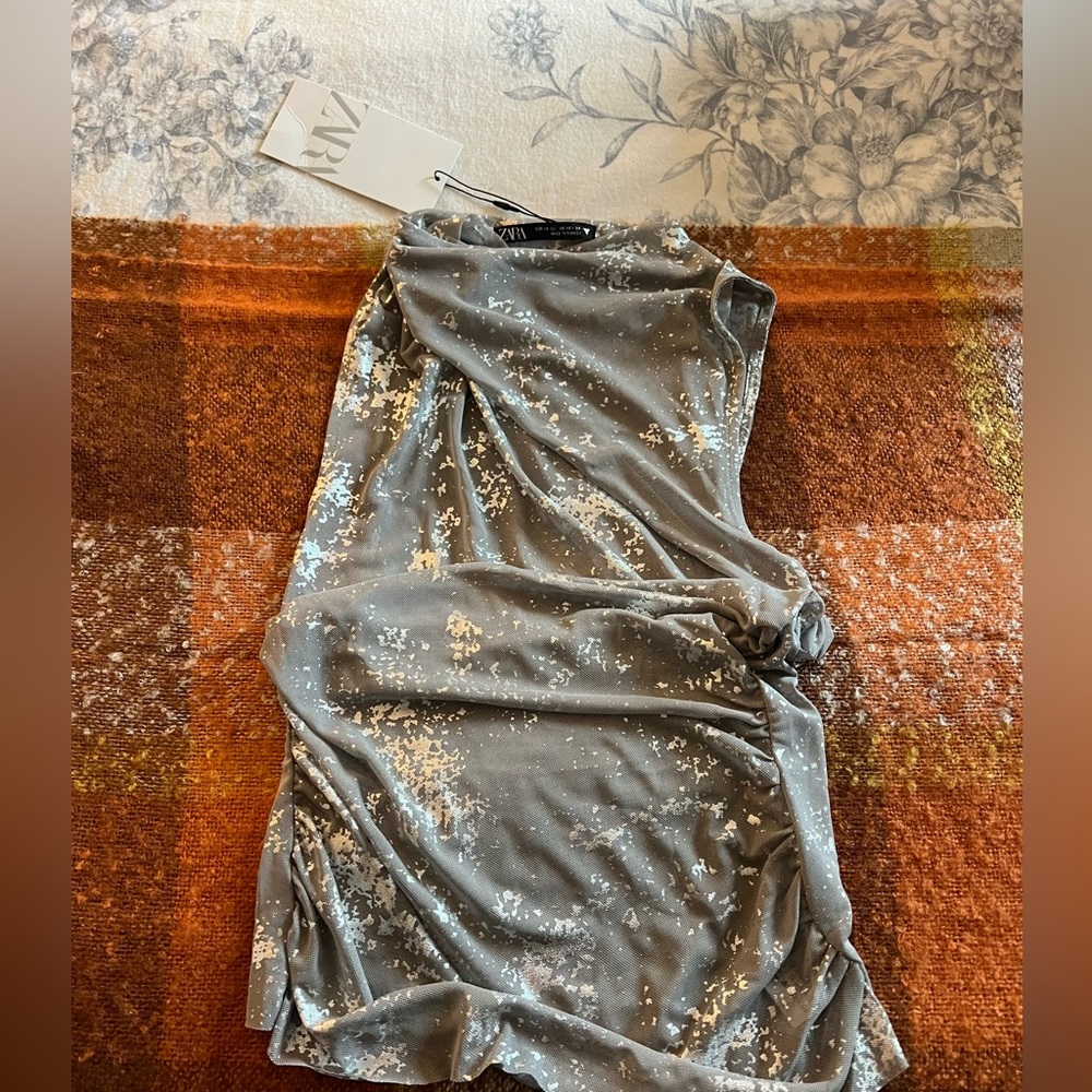 Zara metallic printed top!